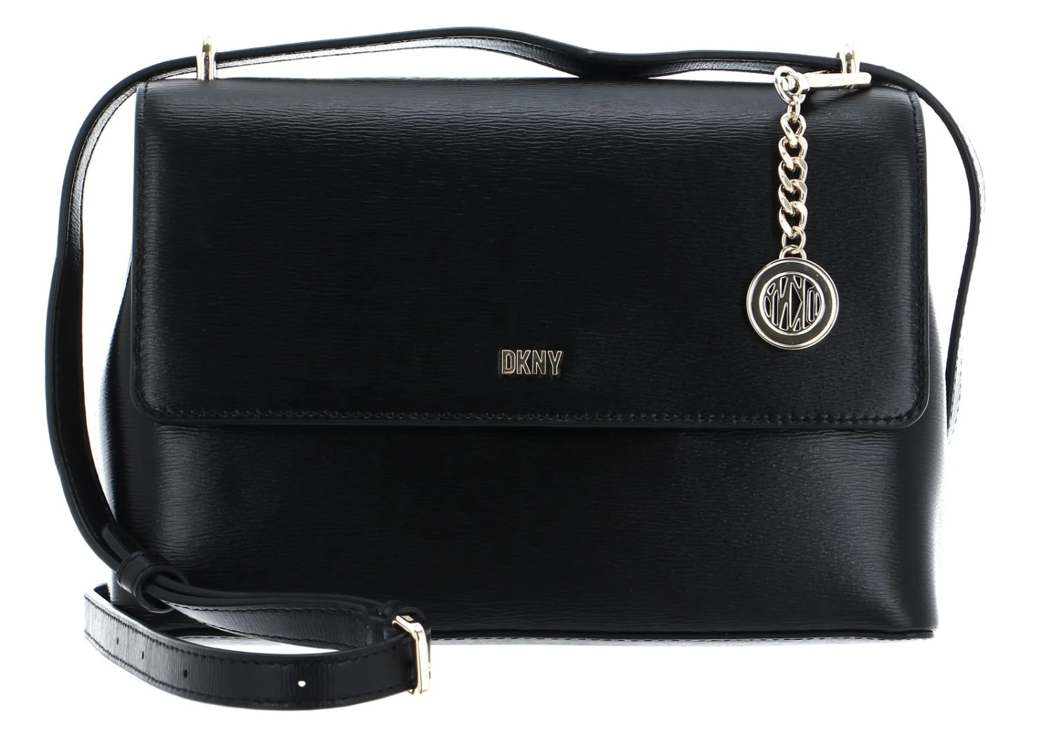 DKNY Bryant Flap Crossbody Bag Black / Gold 1 DKNY Bryant Flap Crossbody Bag Black / Gold