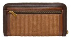 Fossil Logan RFID Zip Around Clutch Multi Brown