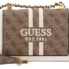 Guess Abey Flap Crossbody Bag Latte Logo