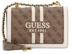 Guess Abey Flap Crossbody Bag Latte Logo