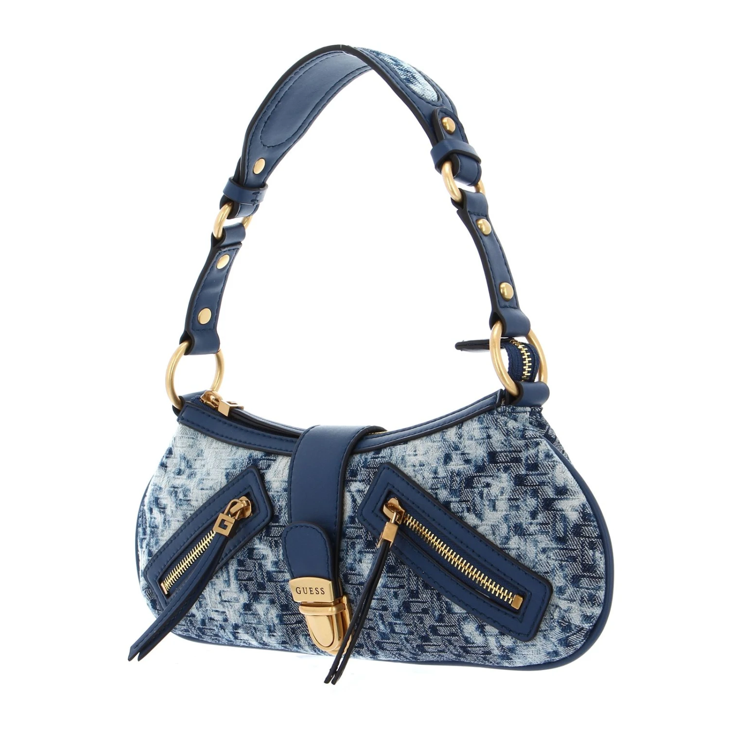 Guess Belle Vintage Top Zip Shoulder Bag Denim Logo 2 Guess Belle Vintage Top Zip Shoulder Bag Denim Logo – Bild 2