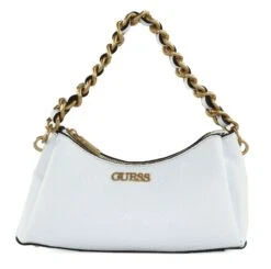 Guess Geva Three Compartment Shoulder Bag White Logo