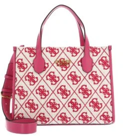 Guess Silvana 2 Compartment Tote Magenta Logo