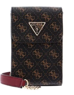 Guess Noelle Flap Chit Chat Phone Bag Brown