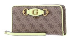Guess Izzy SLG Large Zip Around Wallet Latte Logo / Light Lime