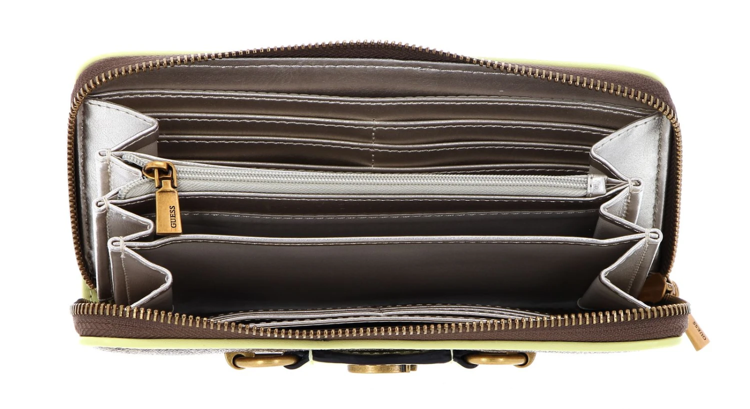 Guess Izzy SLG Large Zip Around Wallet Latte Logo / Light Lime 2 Guess Izzy SLG Large Zip Around Wallet Latte Logo / Light Lime – Bild 2