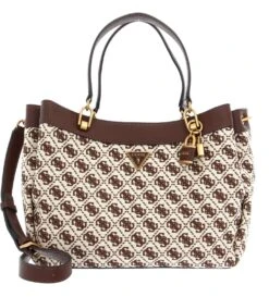 Guess Shemara Girlfriend Carryall Hobo Bag L Brown Logo