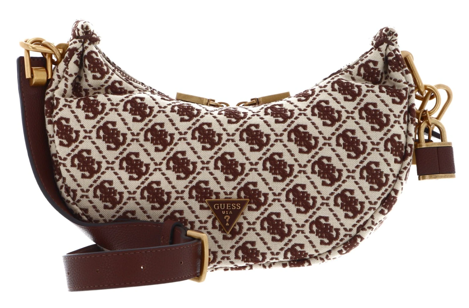 Guess Shemara Mini Hobo Bag Brown Logo 1 Guess Shemara Mini Hobo Bag Brown Logo