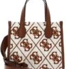 Guess Silvana Two Compartment Mini Tote Bag Saddle Logo