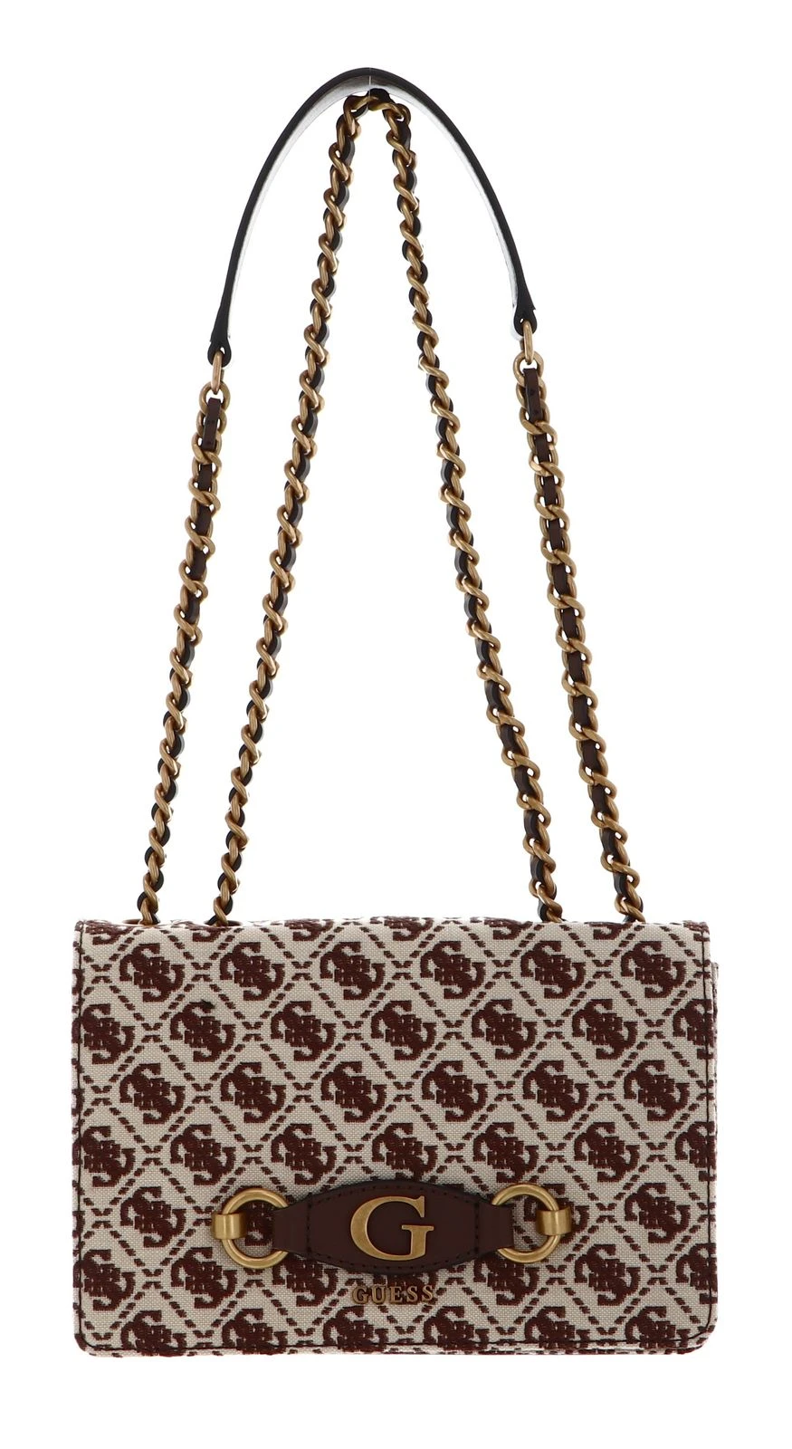 Guess Izzy Convertible Crossbody Flap Brown Logo 1 Guess Izzy Convertible Crossbody Flap Brown Logo