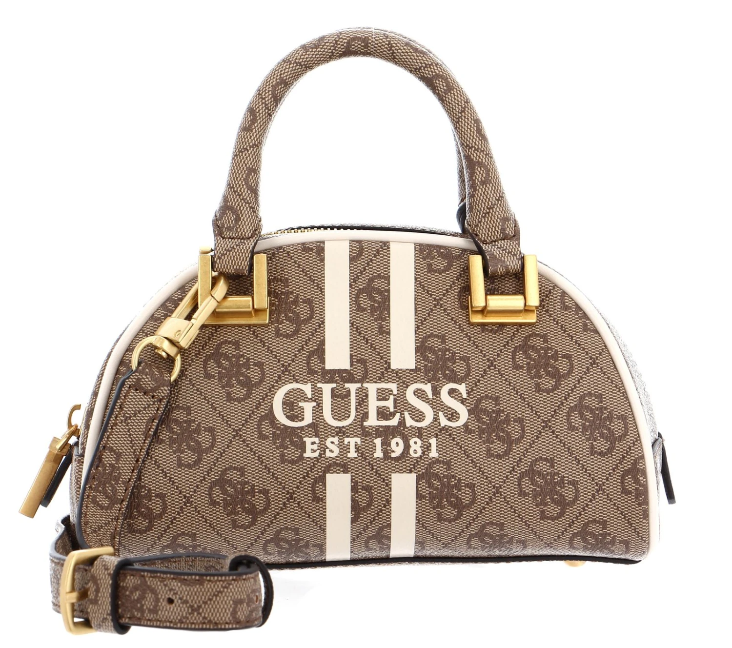 Guess Mildred Mini Bowler Bag Latte Logo 1 Guess Mildred Mini Bowler Bag Latte Logo